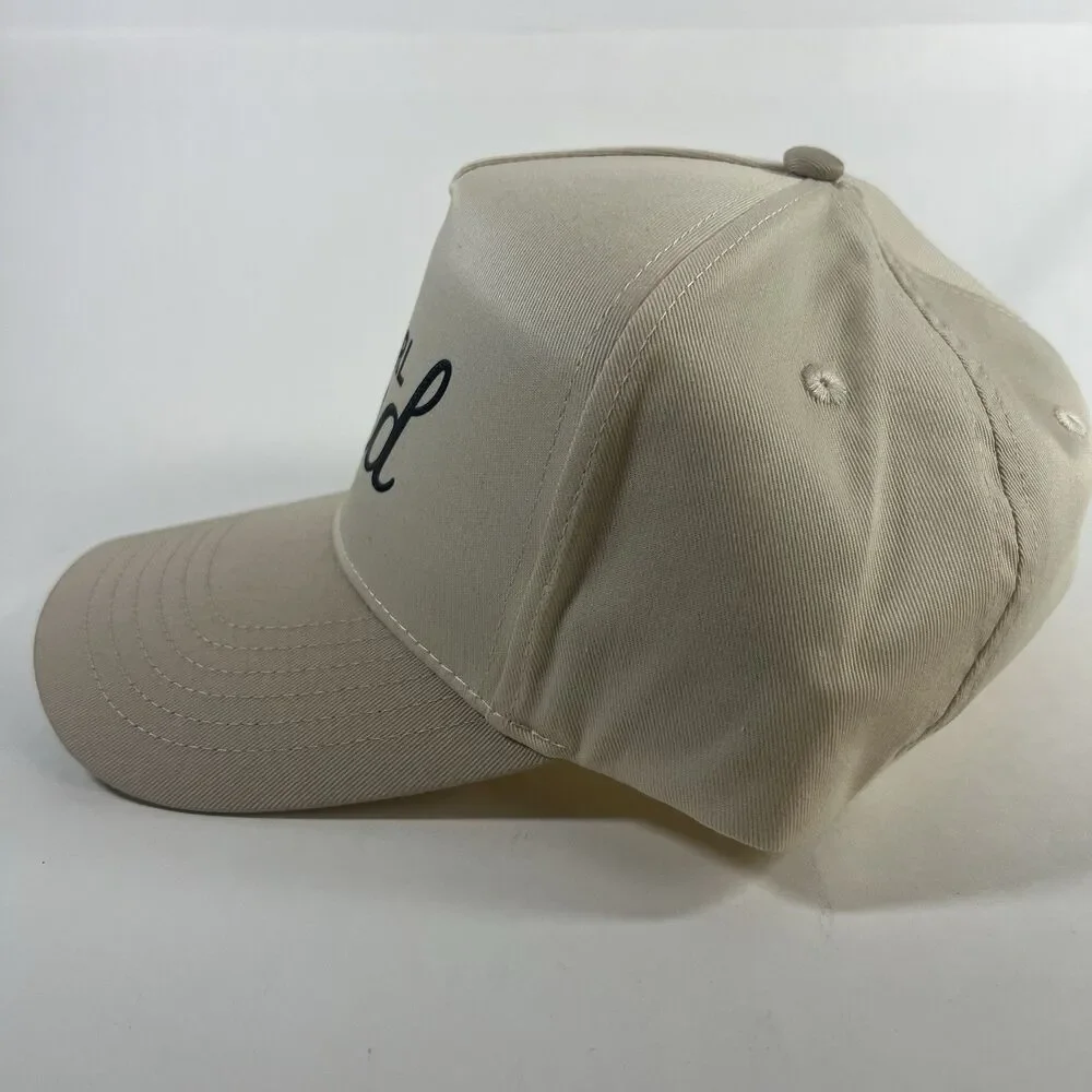 GIRL DAD Printed Five Panel Trucker Hat Two Tone Khaki/Tan